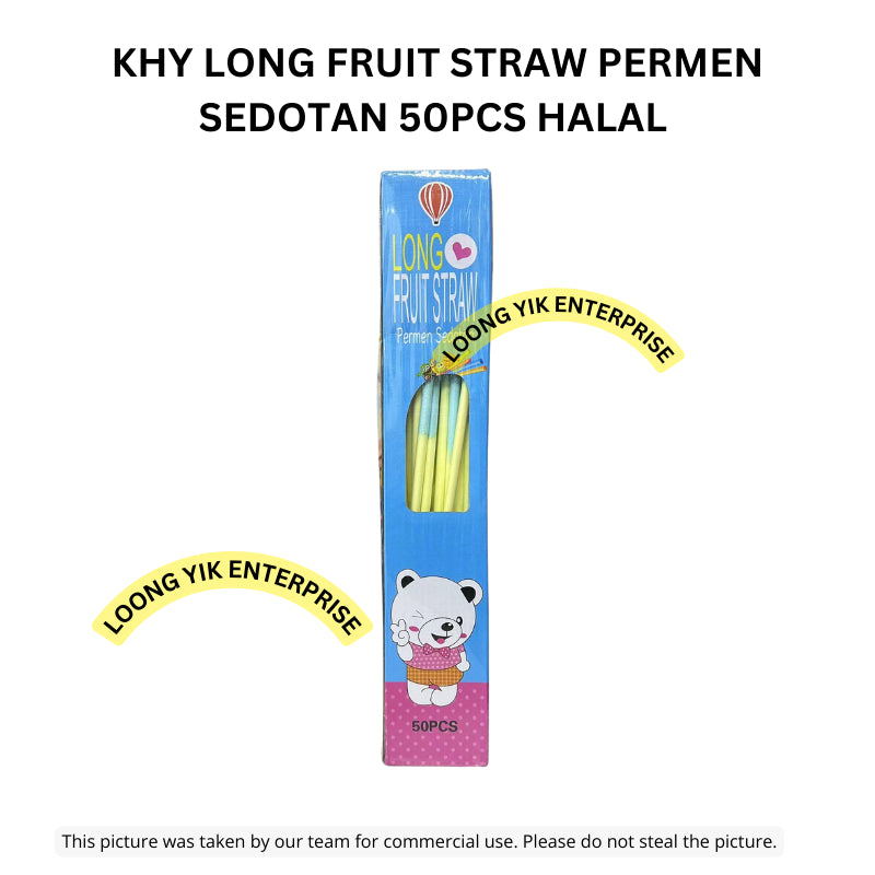 KHY LONG FRUIT STRAW PERMEN SEDOTAN 50PCS HALAL FRUITY FLAVOR