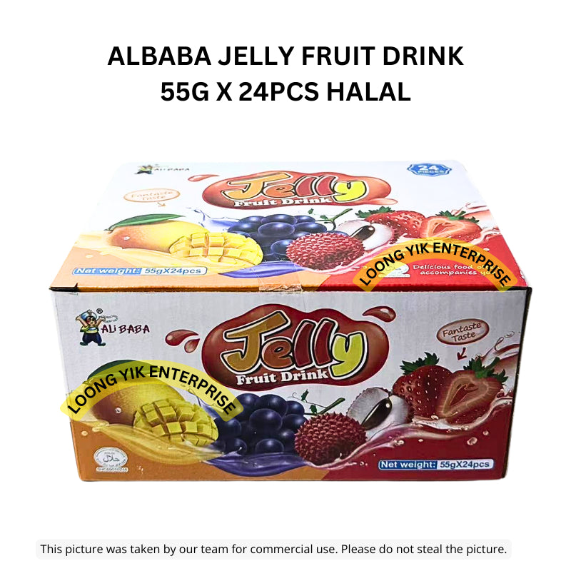 ALBABA JELLY FRUIT DRINK 55G X 24PCS HALAL