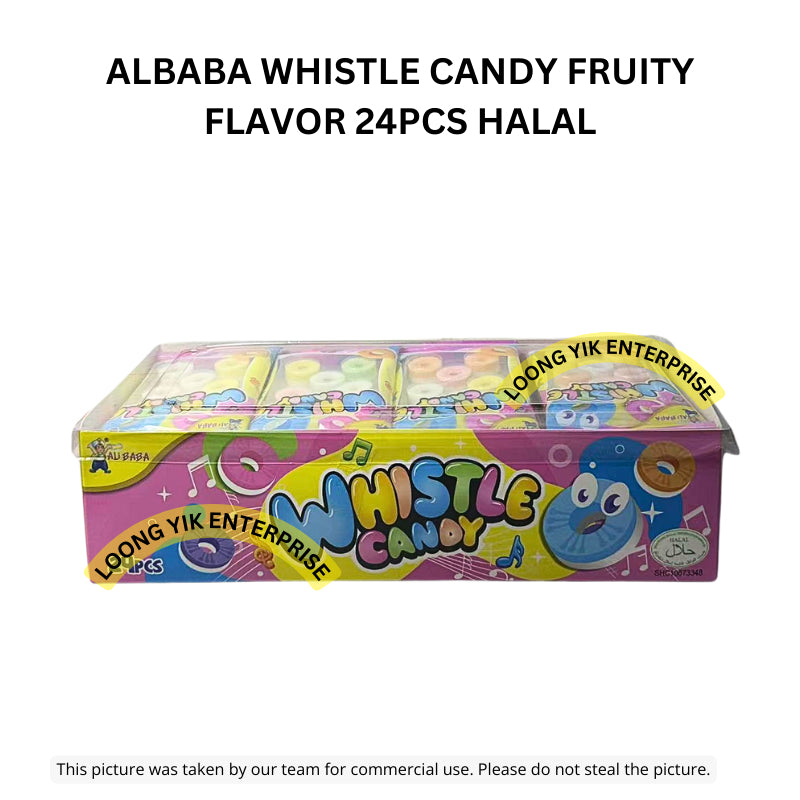 ALBABA WHISTLE CANDY FRUITY FLAVOR 24PCS HALAL