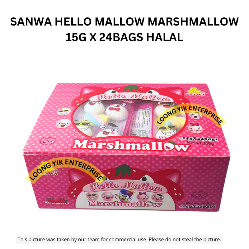 SANWA HELLO MALLOW MARSHMALLOW 15G X 24BAGS HALAL