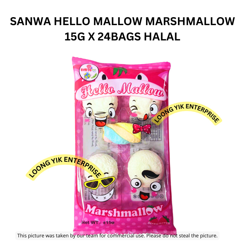 SANWA HELLO MALLOW MARSHMALLOW 15G X 24BAGS HALAL