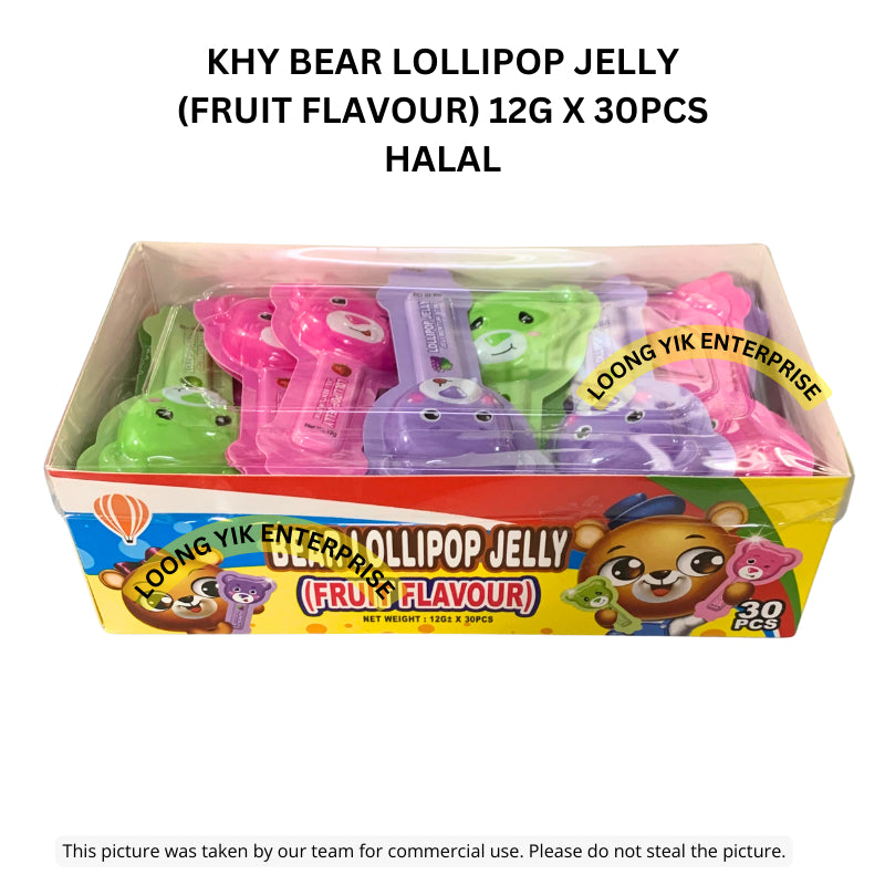 KHY BEAR LOLLIPOP JELLY (FRUIT FLAVOUR) 12G X 30PCS HALAL