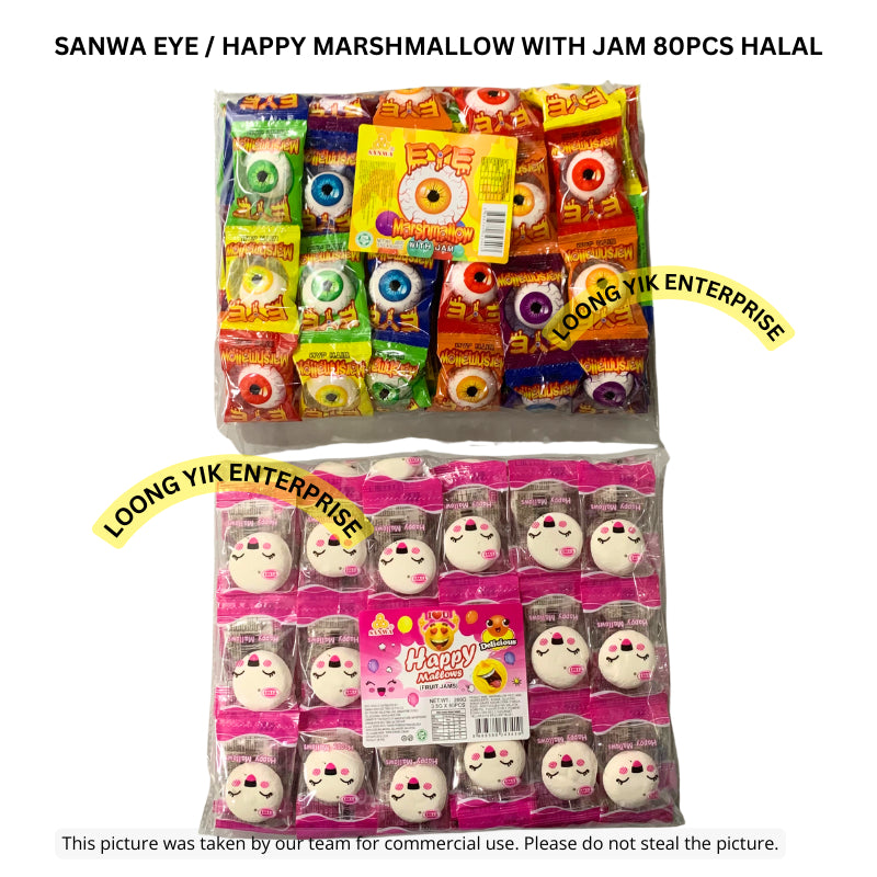 SANWA EYE / HAPPY MARSHMALLOW WITH JAM 80PCS HALAL