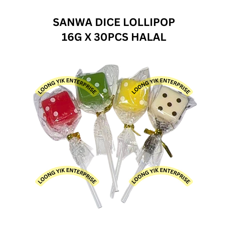 SANWA DICE LOLLIPOP 16G X 30PCS HALAL