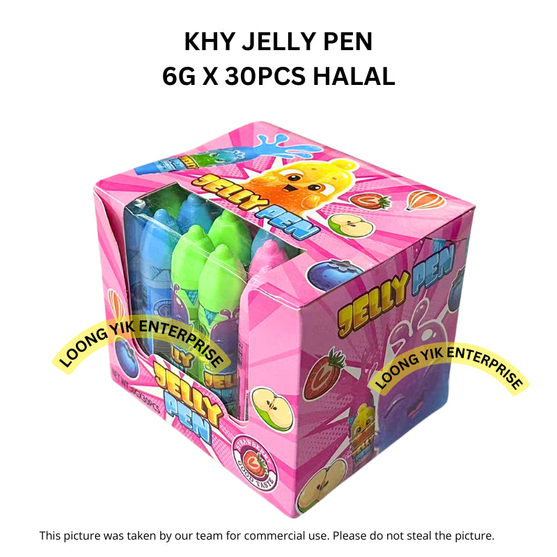 KHY JELLY PEN 6G X 30PCS HALAL FRUITY FLAVOUR GEL CANDY