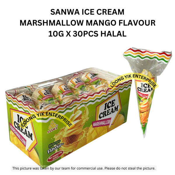 SANWA ICE CREAM MARSHMALLOW MANGO FLAVOUR 10G X 30PCS HALAL