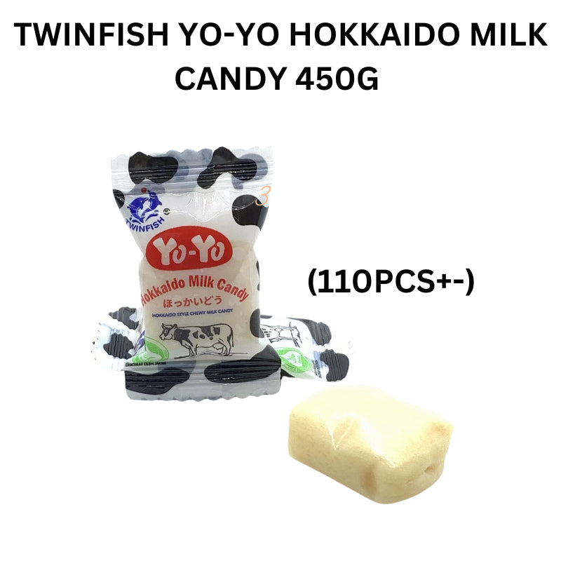 *Halal* 450G TWINFISH YO-YO HOKKAIDO MILK CANDY (110PCS+-)