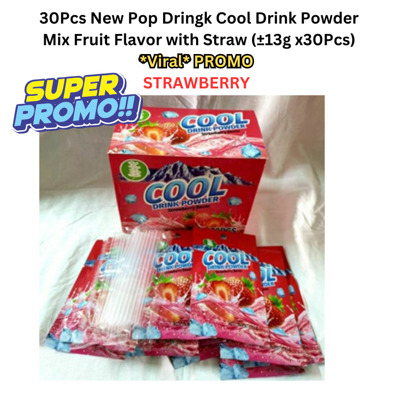 *Halal* PROMO 30Pcs New Pop Dringk Cool Drink Powder Mix Fruit Flavor with Straw (±13g x30Pcs)