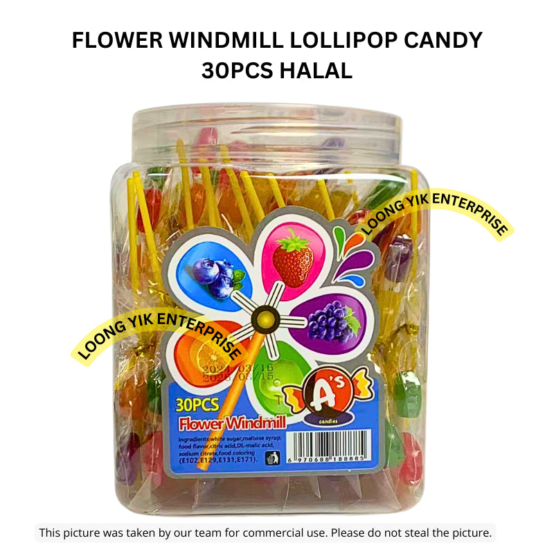 FLOWER WINDMILL LOLLIPOP CANDY 30PCS HALAL