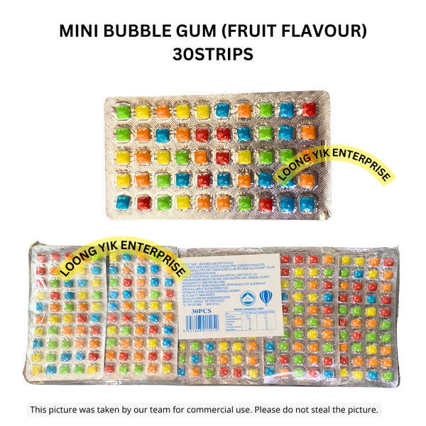 MINI BUBBLE GUM (FRUIT FLAVOUR) 30STRIPS HALAL