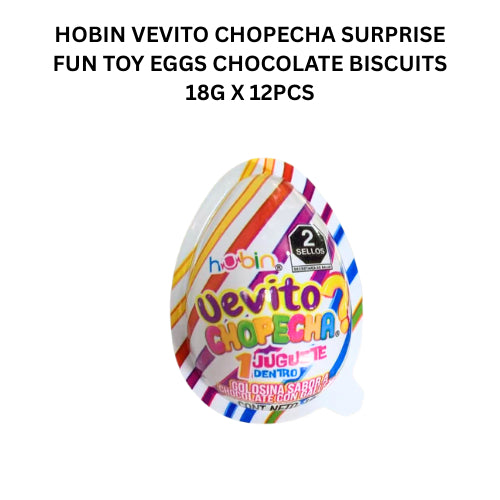 *HALAL* HOBIN VEVITO CHOPECHA SURPRISE FUN TOY EGGS CHOCOLATE BISCUITS 18G X 12PCS