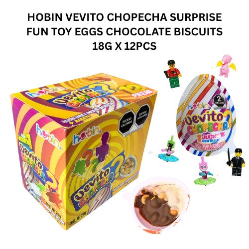 *HALAL* HOBIN VEVITO CHOPECHA SURPRISE FUN TOY EGGS CHOCOLATE BISCUITS 18G X 12PCS