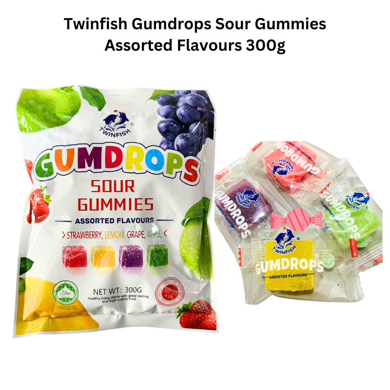 *Halal* Twinfish Gumdrops Sour Gummies Assorted Flavours 300g