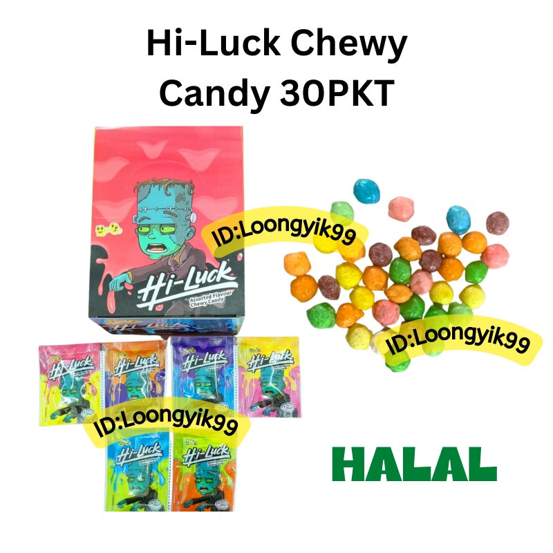 Hi-Luck Chewy Candy Fruity Flavor 30Pkt Qeqe Brand Viral