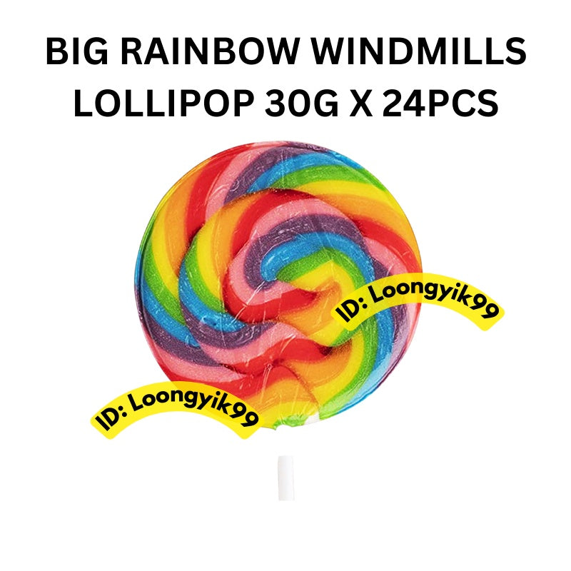 BIG RAINBOW WINDMILLS LOLLIPOP MIX FRUIT FLAVOUR 30G X 24PCS