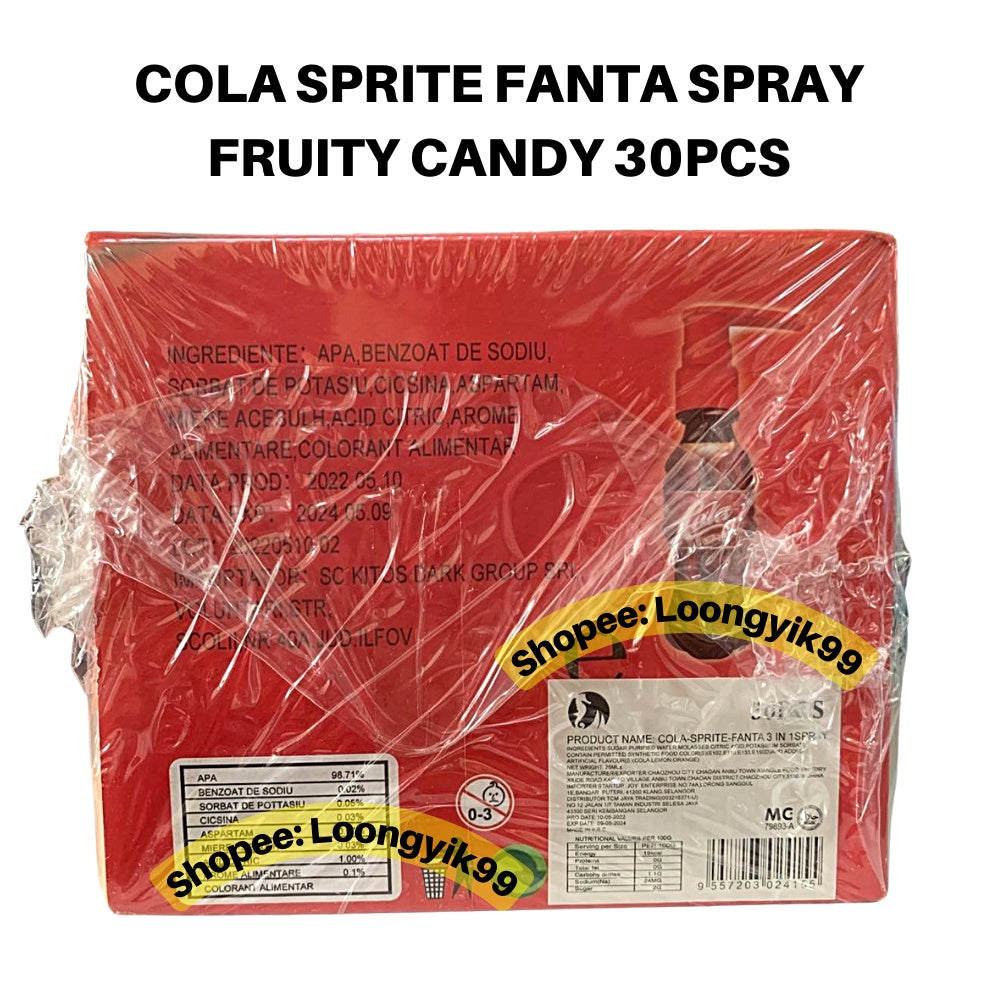 COLA SPRITE FANTA SPRAY FRUITY CANDY 30PCS