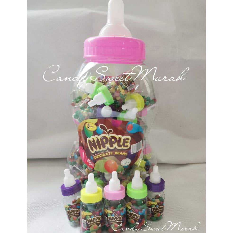 NIPPLE CHOCOLATE BEAN / JELLY BEAN / WHISTLE CANDY 50PCS BABY BOTTLE