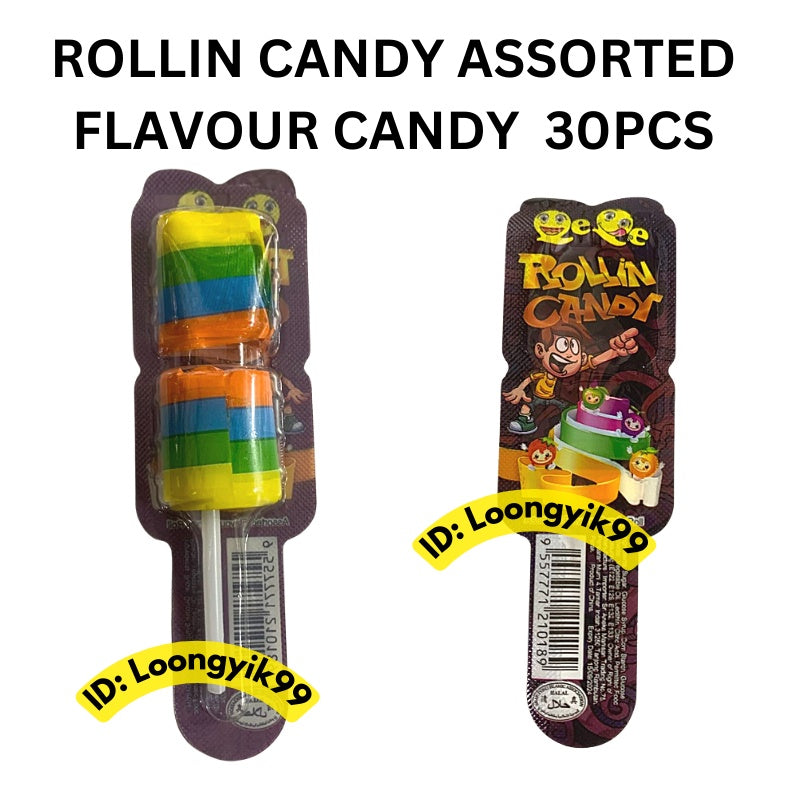 ROLLIN CANDY ASSORTED FLAVOUR CANDY ROLL 30PCS