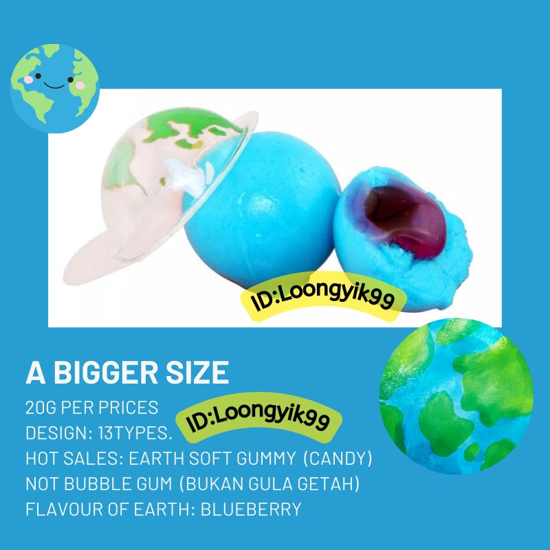 3D BIG SOFT CANDY GULA LEMBUT EARTH BUMI FILLED JAM WITH BLUEBERRY EYE WATERMELON BABY BOTTLE YOGURT Halal