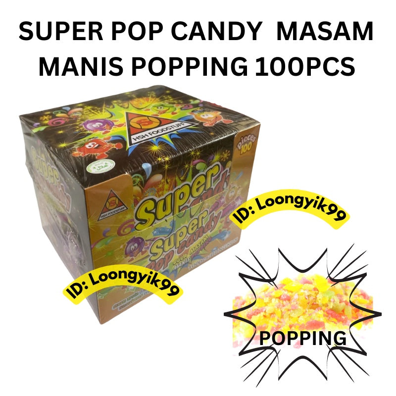 SUPER POP CANDY GULA MASAM MANIS POPPING 100PCS