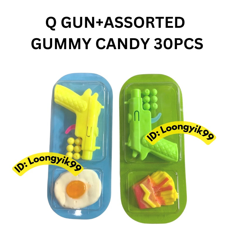 Q GUN+ASSORTED GUMMY CANDY 30PCS