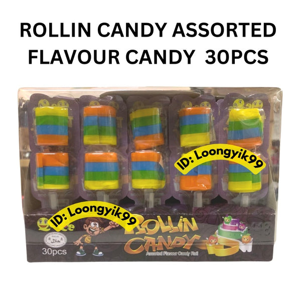 ROLLIN CANDY ASSORTED FLAVOUR CANDY ROLL 30PCS