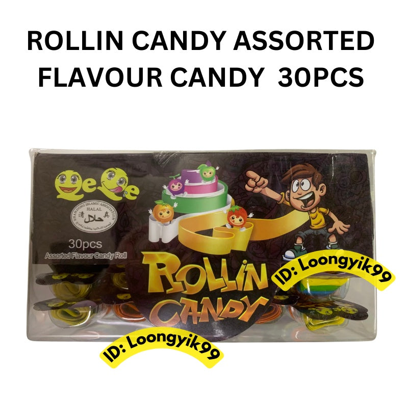 ROLLIN CANDY ASSORTED FLAVOUR CANDY ROLL 30PCS