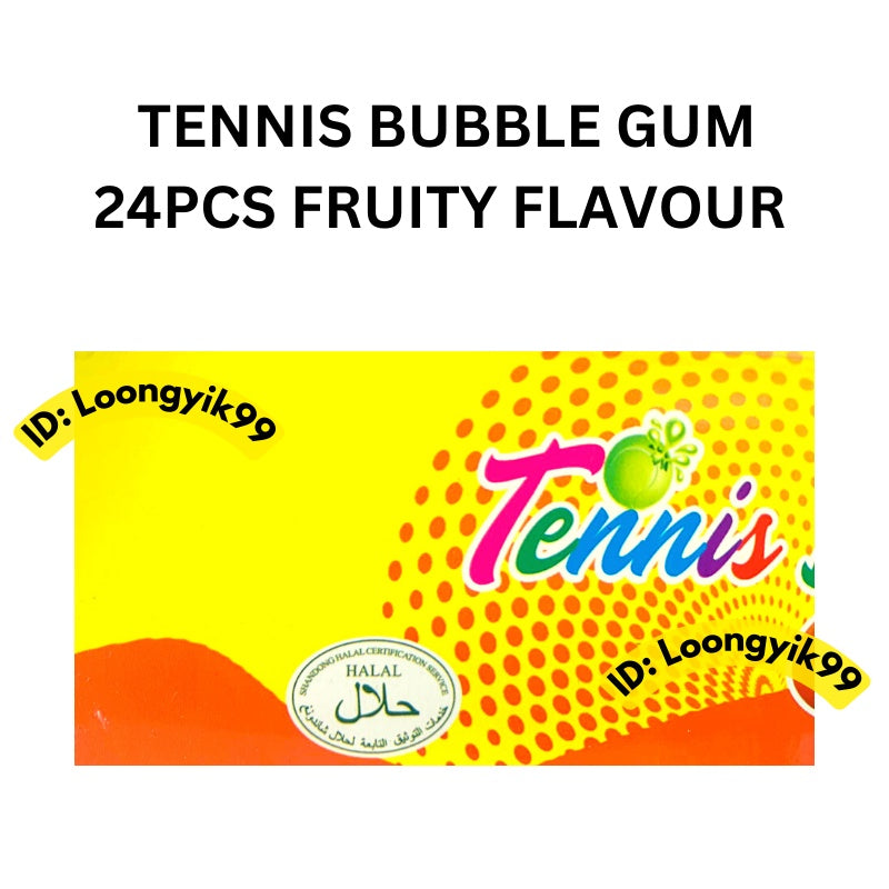 TENNIS BUBBLE GUM 24PCS FRUITY FLAVOUR HALAL