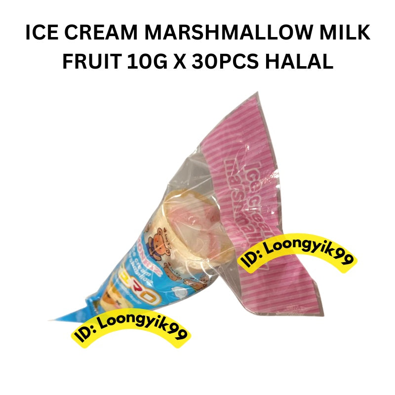 ICE CREAM MARSHMALLOW MILK FRUIT FLAVOUR BRAND SANWA 10G X 30PCS HALAL