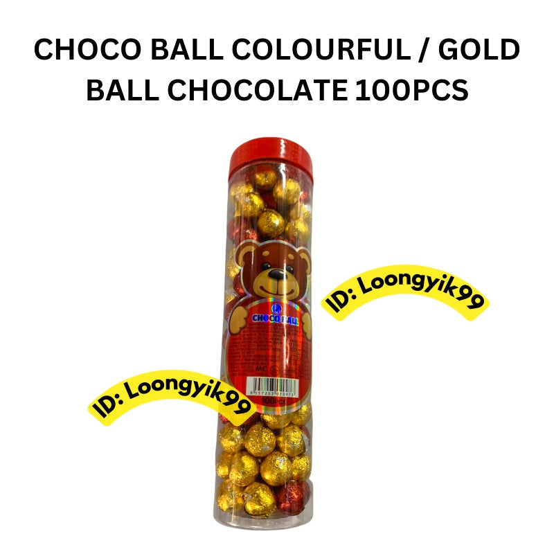 CHOCO BALL COLOURFUL / GOLD BALL CHOCOLATE 100PCS HALAL