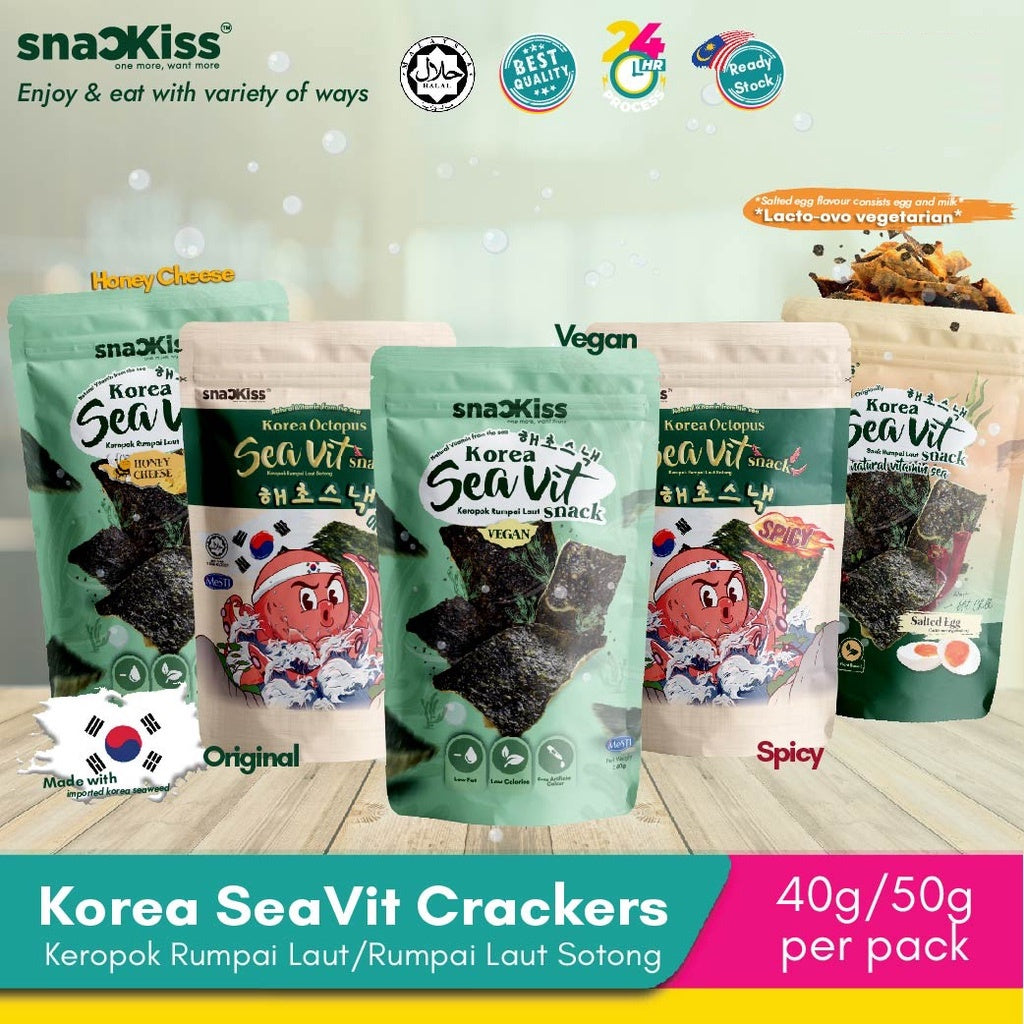 Halal🔥SEA-VIT Crunchy Korea Seaweed snack Korea Octopus Snack by Snackiss snacks Sedap