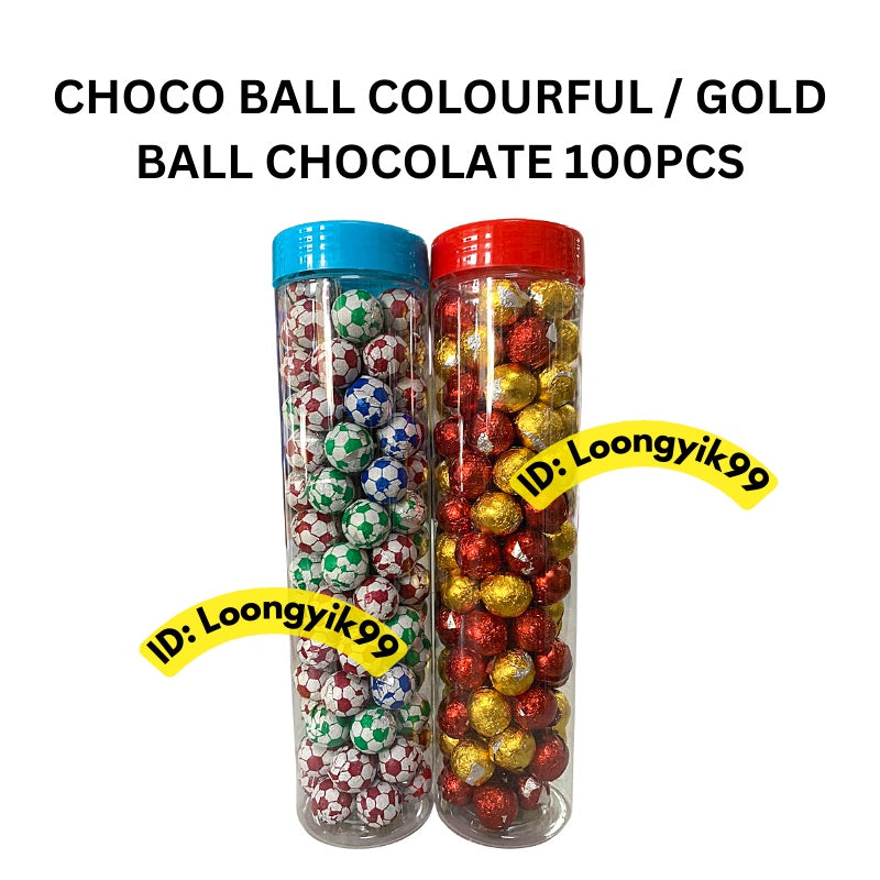 CHOCO BALL COLOURFUL / GOLD BALL CHOCOLATE 100PCS HALAL