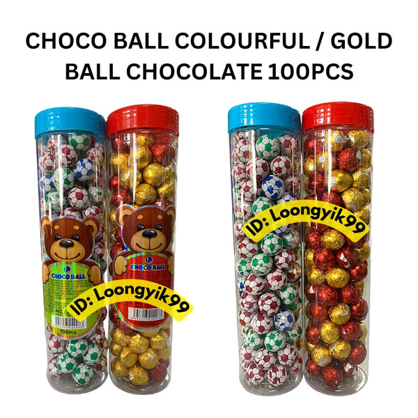 CHOCO BALL COLOURFUL / GOLD BALL CHOCOLATE 100PCS HALAL