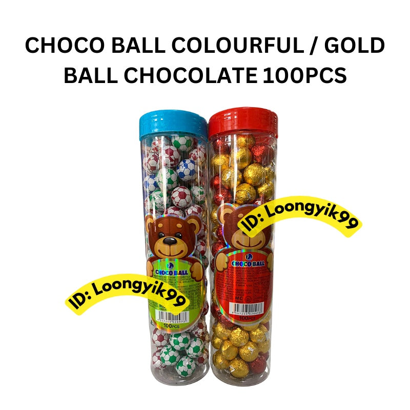 CHOCO BALL COLOURFUL / GOLD BALL CHOCOLATE 100PCS HALAL