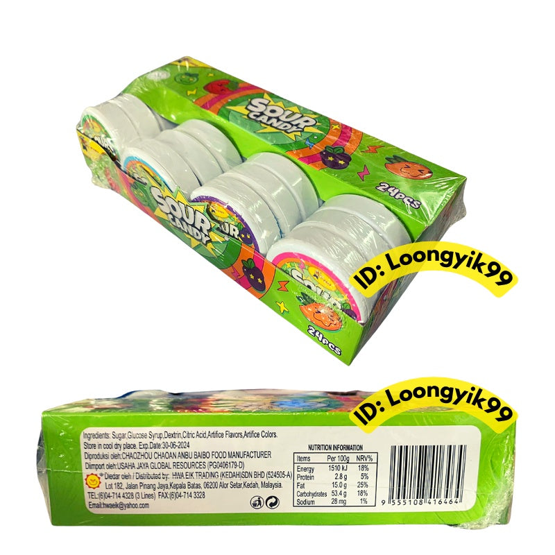 SOUR CANDY ALIBABA FRUITY FLAVOUR 24PCS