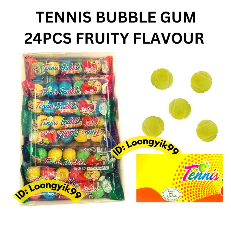 TENNIS BUBBLE GUM 24PCS FRUITY FLAVOUR HALAL