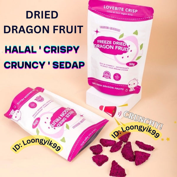 *HALAL* DRIED DRAGON FRUIT FREEZE DRIED PITAYA KERING LOVEBITE loongyik99 1PKT 70G