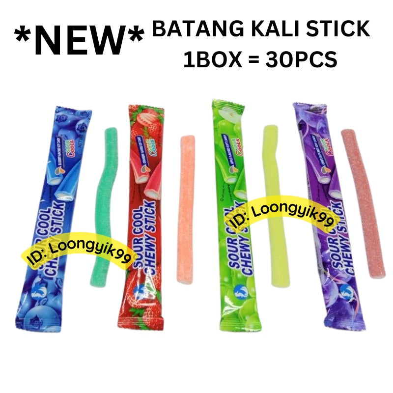 *NEW* BATANG KALI SOUR CHEWY STICK HALAL 1BOX = 30PCS Apple / Blueberry / Strawberry / Grape LOONGYIK99