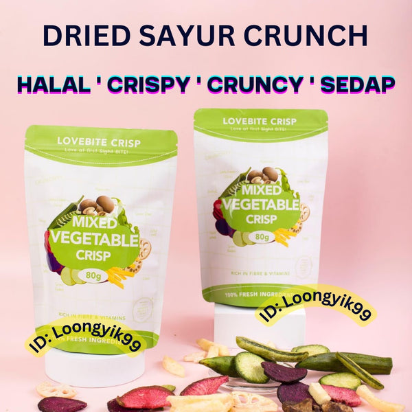 *HALAL* DRIED VEGETABLE FREEZE DRIED LOVEBITE loongyik99 SAYUR KERING 1PKT 80G