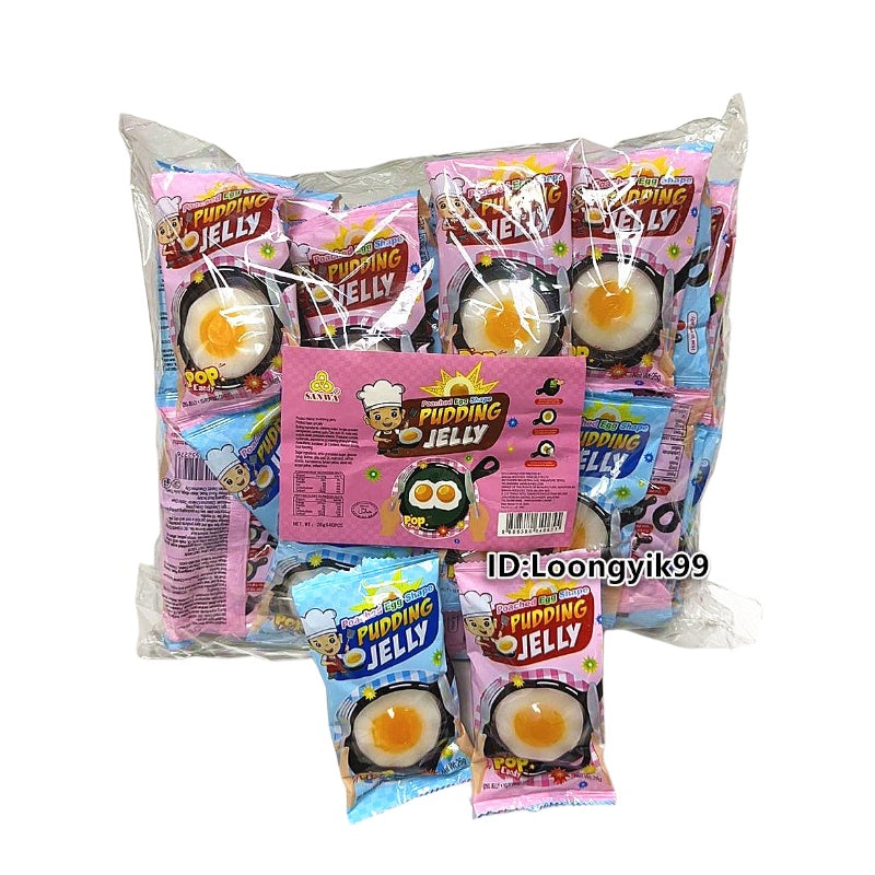 FRIED EGG PUDDING + HAM GUMMY POPPING CANDY 21G X 40PCS HALAL