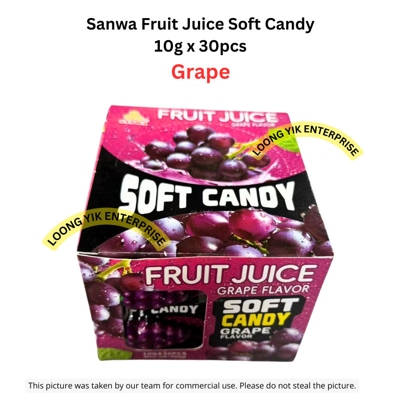 Halal Sanwa Fruit Juice Soft Candy 10g x 30pcs Strawberry / Grape / Mango