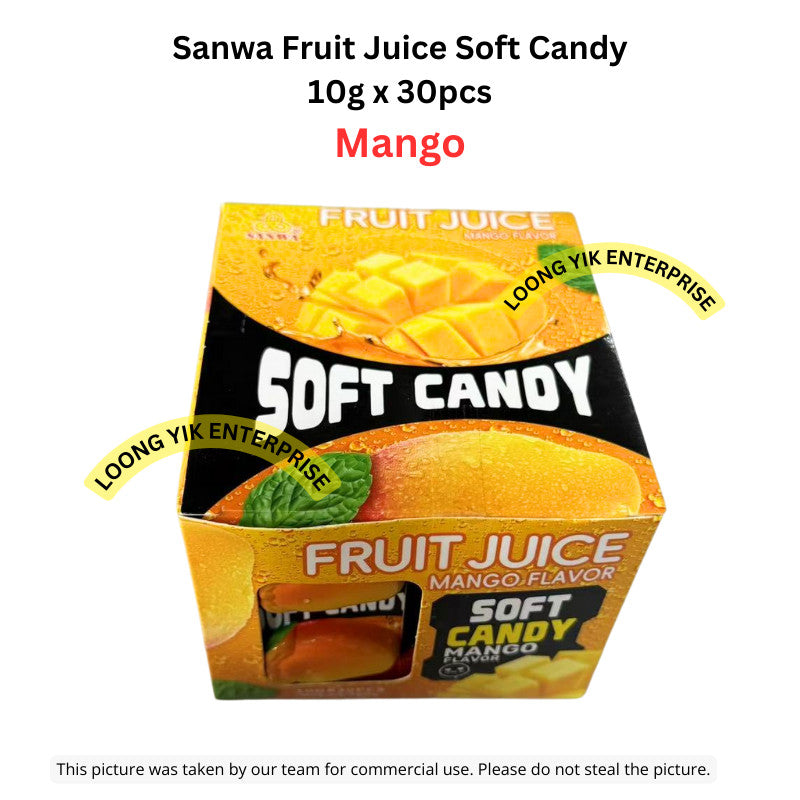Halal Sanwa Fruit Juice Soft Candy 10g x 30pcs Strawberry / Grape / Mango