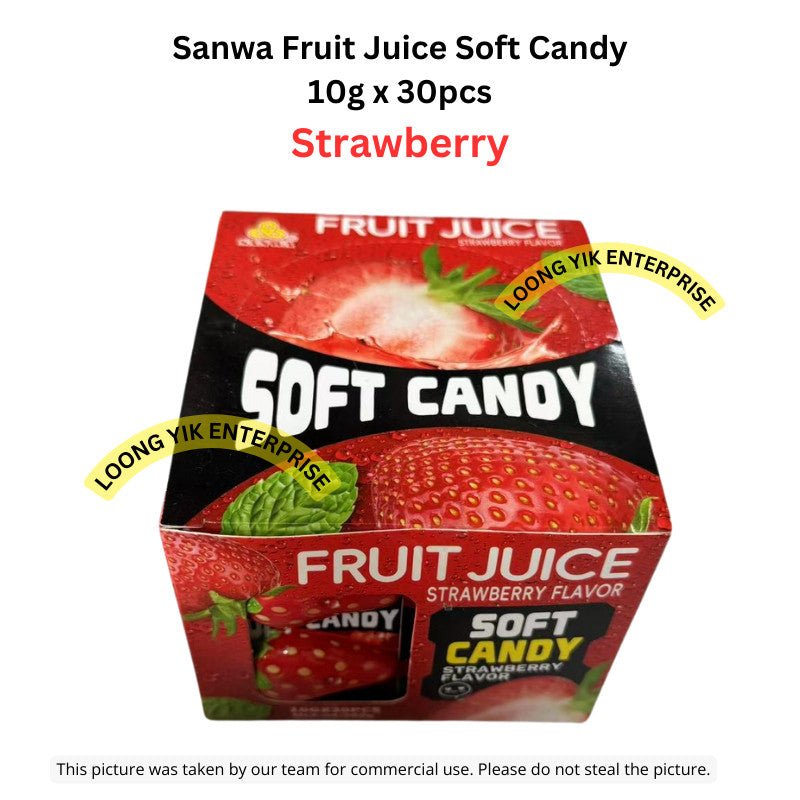 Halal Sanwa Fruit Juice Soft Candy 10g x 30pcs Strawberry / Grape / Mango