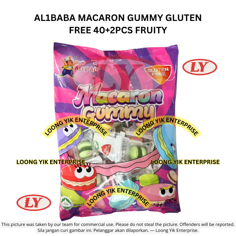 *Halal* AL1BABA MACARON GUMMY GLUTEN FREE 40+2PCS FRUITY Loongyik99