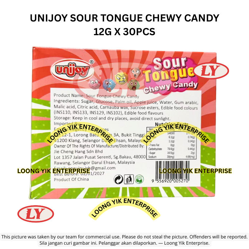*Halal* UNIJOY Sour Tongue Chewy Candy 12g x 30pcs Gummy Murah Loongyik99