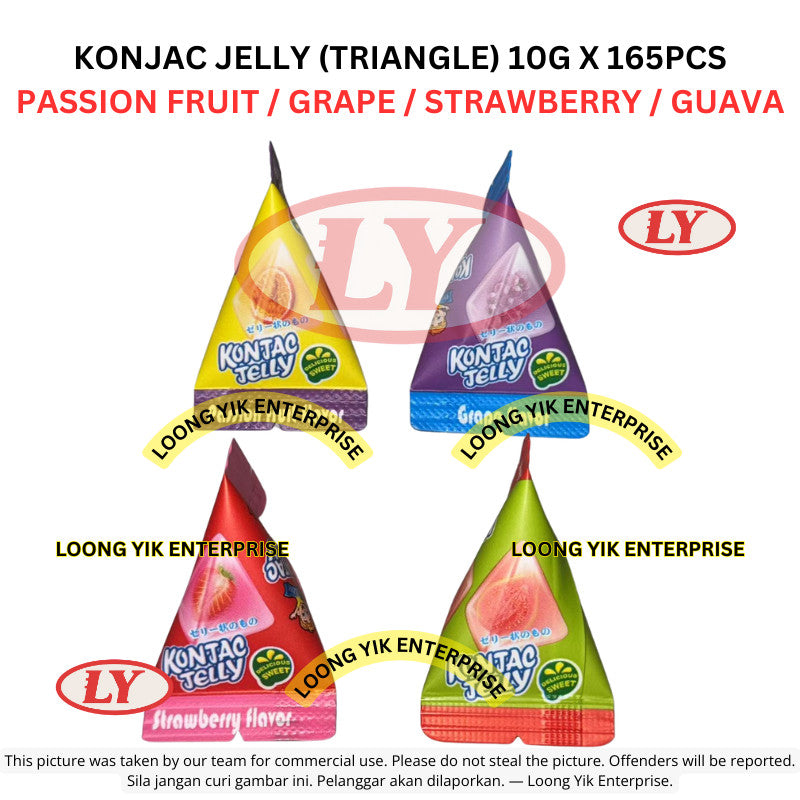 *Halal*Triangle Konjac Jelly Fruit Flavour 10g x 165pcs Passion/Grape/Strawberry/Guava