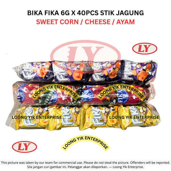 *Halal* BIKA FIKA 6G X 40PCS STIK JAGUNG SWEET CORN / CHEESE / AYAM Loongyik99