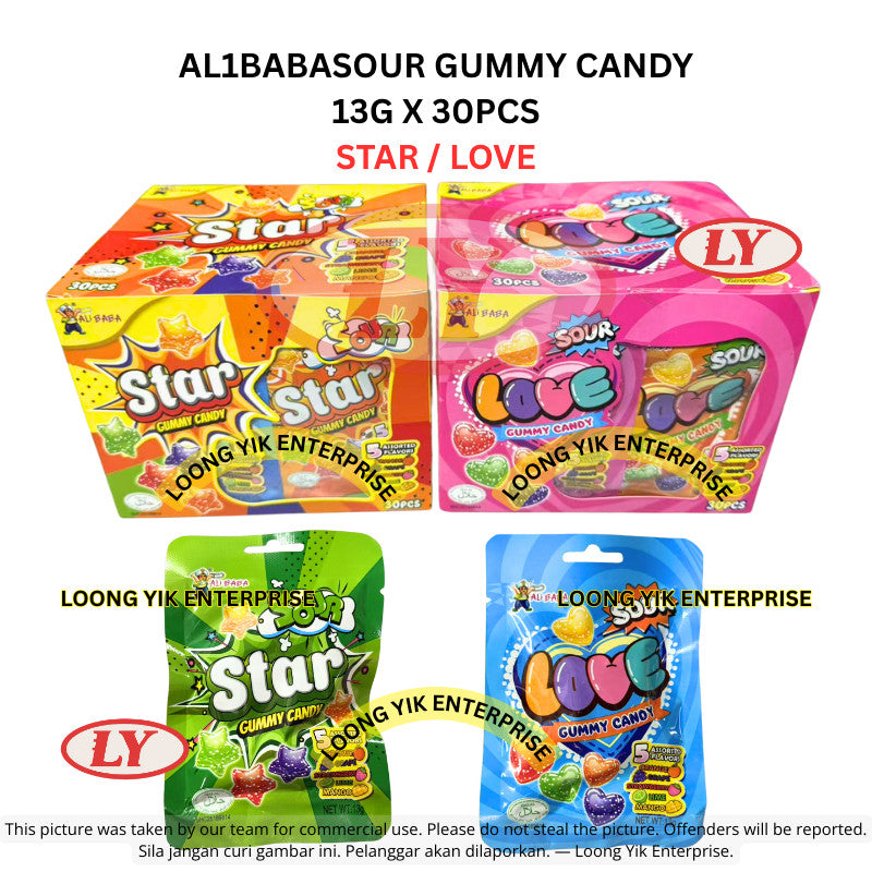 *Halal* AL1BABA STAR / LOVE SOUR GUMMY CANDY 13G X 30PCS Loongyik99