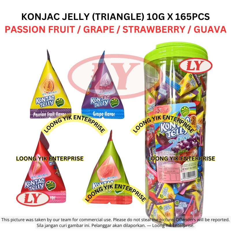 *Halal*Triangle Konjac Jelly Fruit Flavour 10g x 165pcs Passion/Grape/Strawberry/Guava