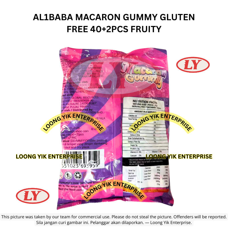 *Halal* AL1BABA MACARON GUMMY GLUTEN FREE 40+2PCS FRUITY Loongyik99